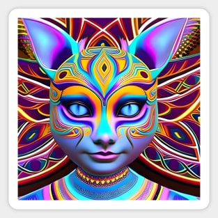 Catgirl DMTfied (10) - Trippy Psychedelic Art Sticker
